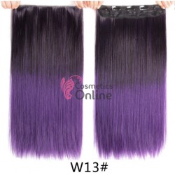 Extensie de par cu 5 Clips On delux dubla dreapta de 60 cm, Ombre Brunet cu Mov Cod 60W13# 